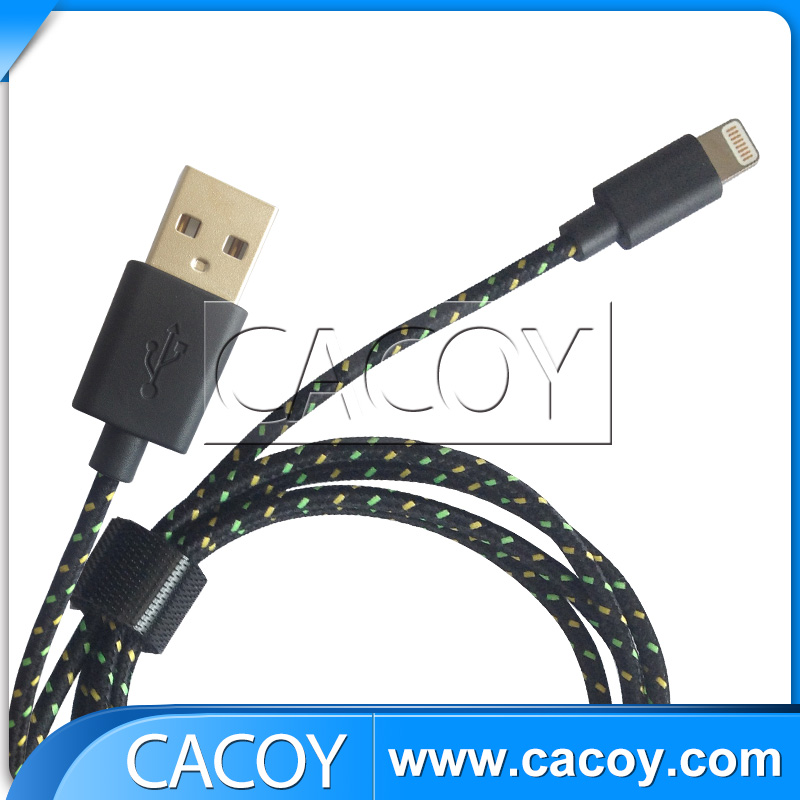 Colorful cotton braided MFi cable